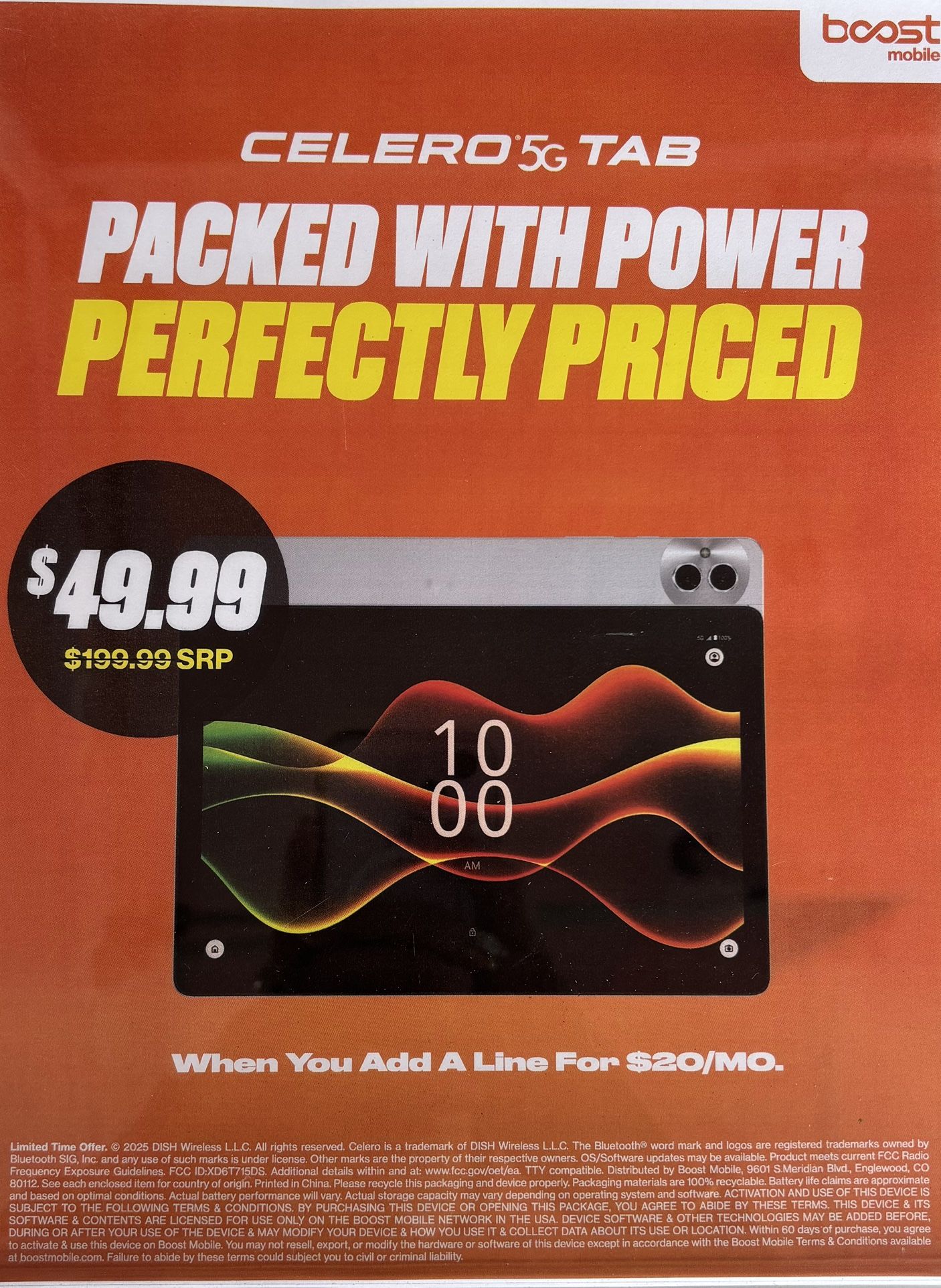 Celero 5G tablet at $49.99