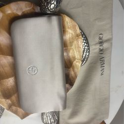 Giorgio Armani Silver Satin Clutch – Made in Italy