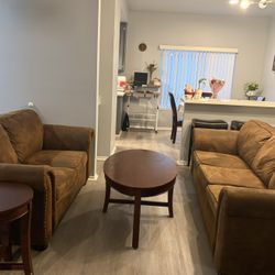 Brown Couch and Love Seat