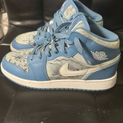 Jordan 1 Mid Washed Denim Size 6y For Sale