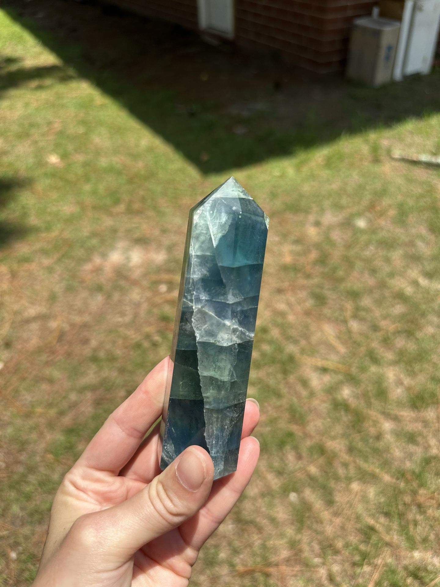 New, Large, Teal Green, Fluorite, Crystal Tower, Stunning, with Rainbow, Crystal Collectors