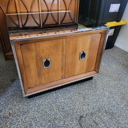 Mid Century Smoked Glass (Rare) Side Table / Cabinet
