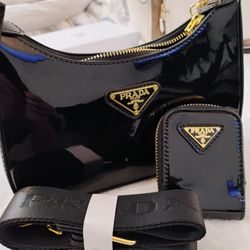 Used Black Shiny Women's Purse 