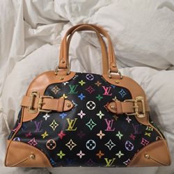 LOUIS VUITTON Murakami Multicolor Claudia Black Shoulder Bag LV Monogram