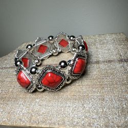 Women’s bracelet red/silver 