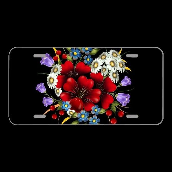 License Plare Novelty Car Front Flower Decoration Bouquet Of Flowers