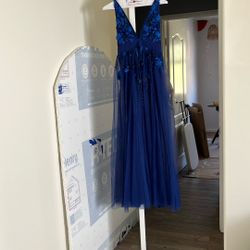 Dark Blue Floral Flowy Dress 