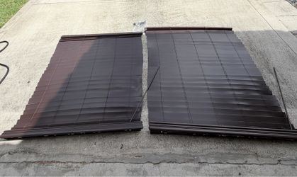 2.    Espresso Cordless Premium Faux Wood Blinds with 2.5 in. Slats - 52 in. W x 64 in.  L.      (Actual Size 51.5 in. W x 64 in. L)