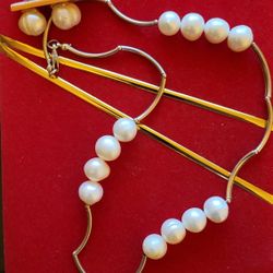 Jewelry Set with Real Pearl's  Silver 