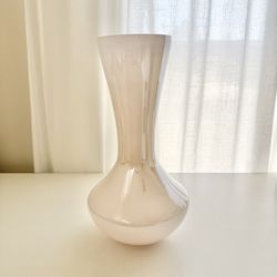 Pale Pink Opaline 16” Vintage Glass Vase