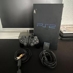 Sony PlayStation 2 PS2 Fat Console System Tested + Power & AV Cable 