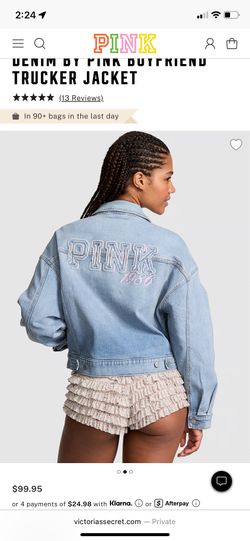 Denim by pink boyfriend trucker jacket
