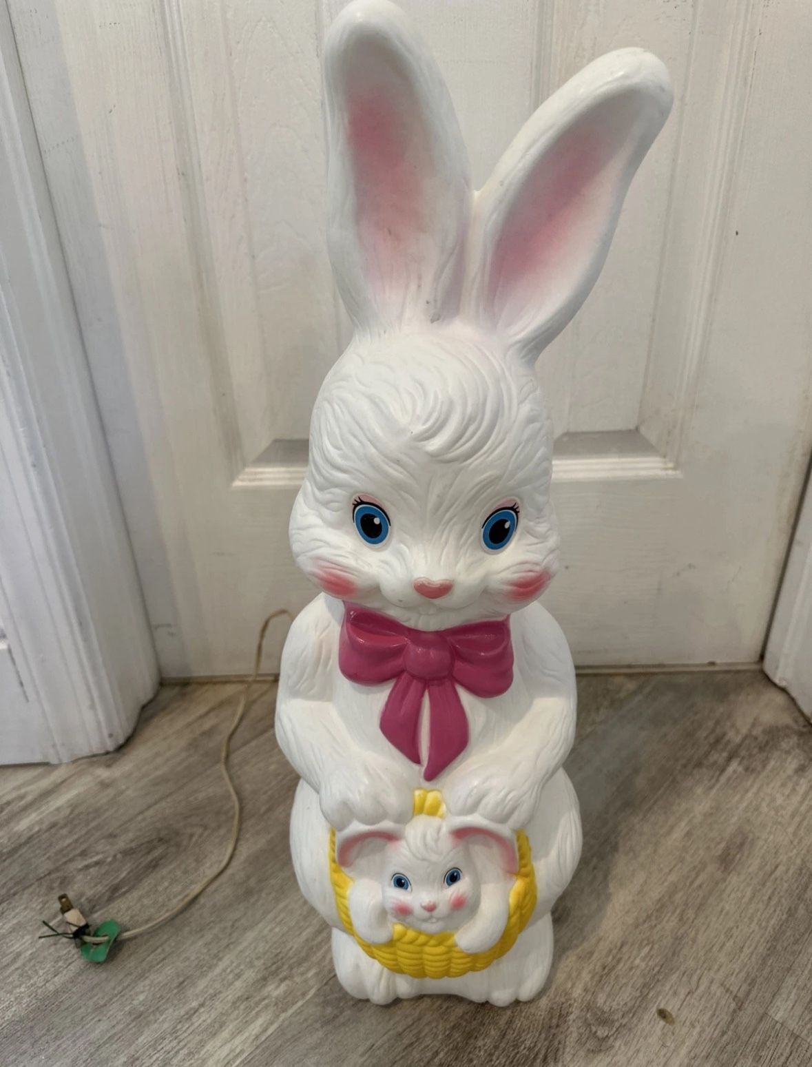 Empire 22" Standing Easter Bunny Rabbit with Baby in Basket Blow Mold Decoration