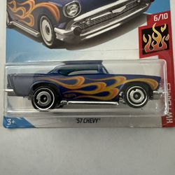 Hot Wheels HW Flames 1957 '57 CHEVY Dark Blue Cool Flames 6/10 9/250 Cars Toys