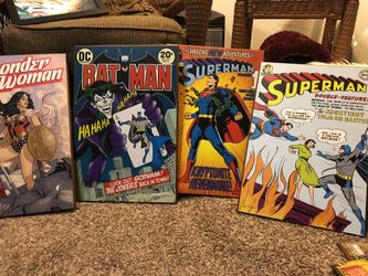 4 DC posters plaq for sale Superman Wonder Woman Batman