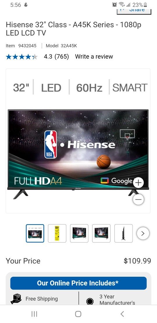 *** Hisense 32" Flat Screen LED 1080p TV ***