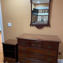 cherry antique dresser nightstand and mirror