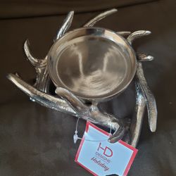 HD Designs Holiday Antler Pillar Candle Holder - Silver