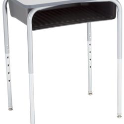Learniture School Kids, Students, and Classrooms-Adjustable Height Open-Front Desk, Gray Top/Black B
