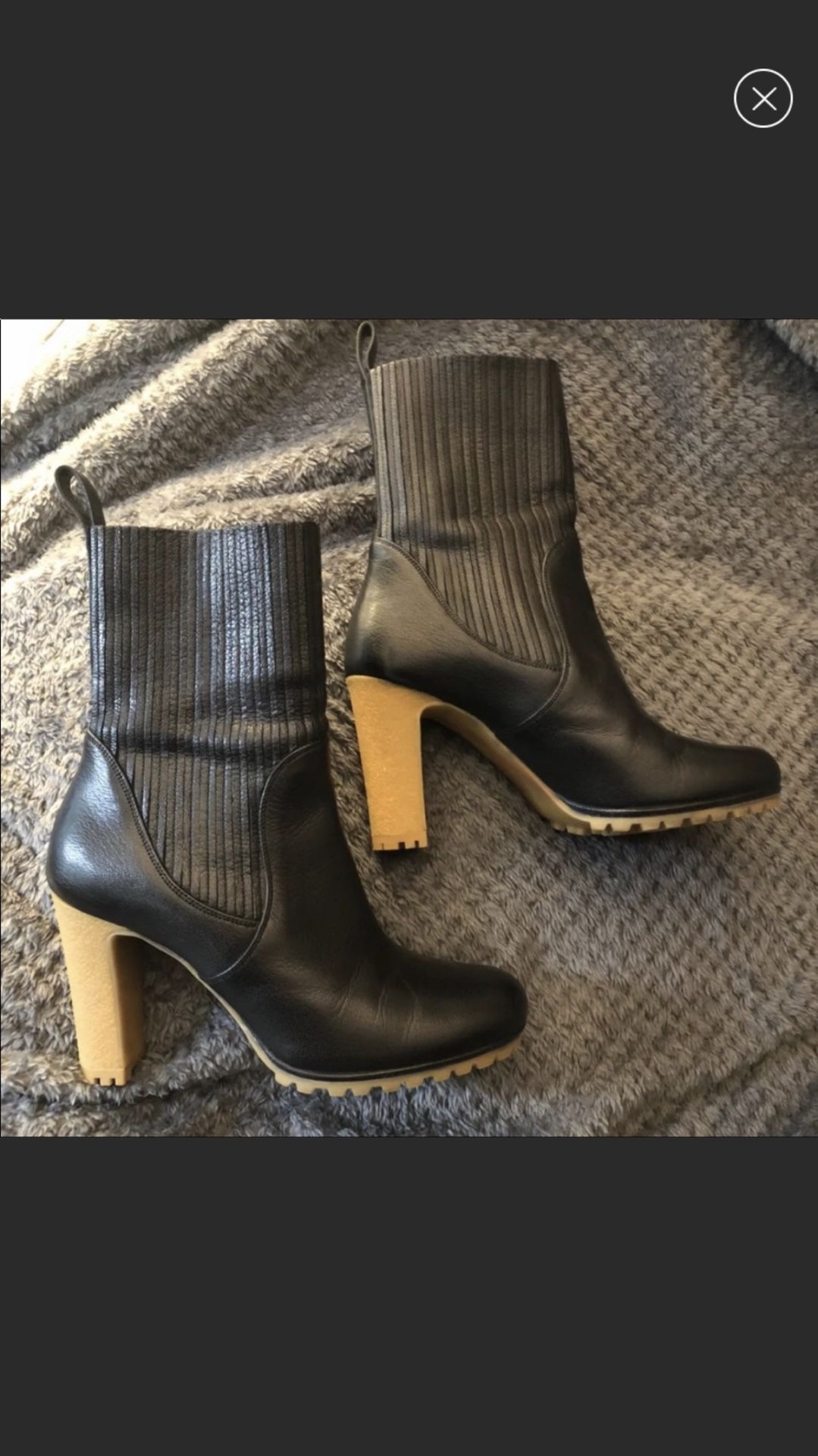 GUCCI BLACK Leather BOOTS size 37/7 $250. EDITH CUIR LUXOR Original Box. ELASTICIZED ANKLE BOOTS