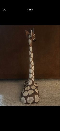 Pier 1 Hand-Carved Wooden Giraffe Figurine