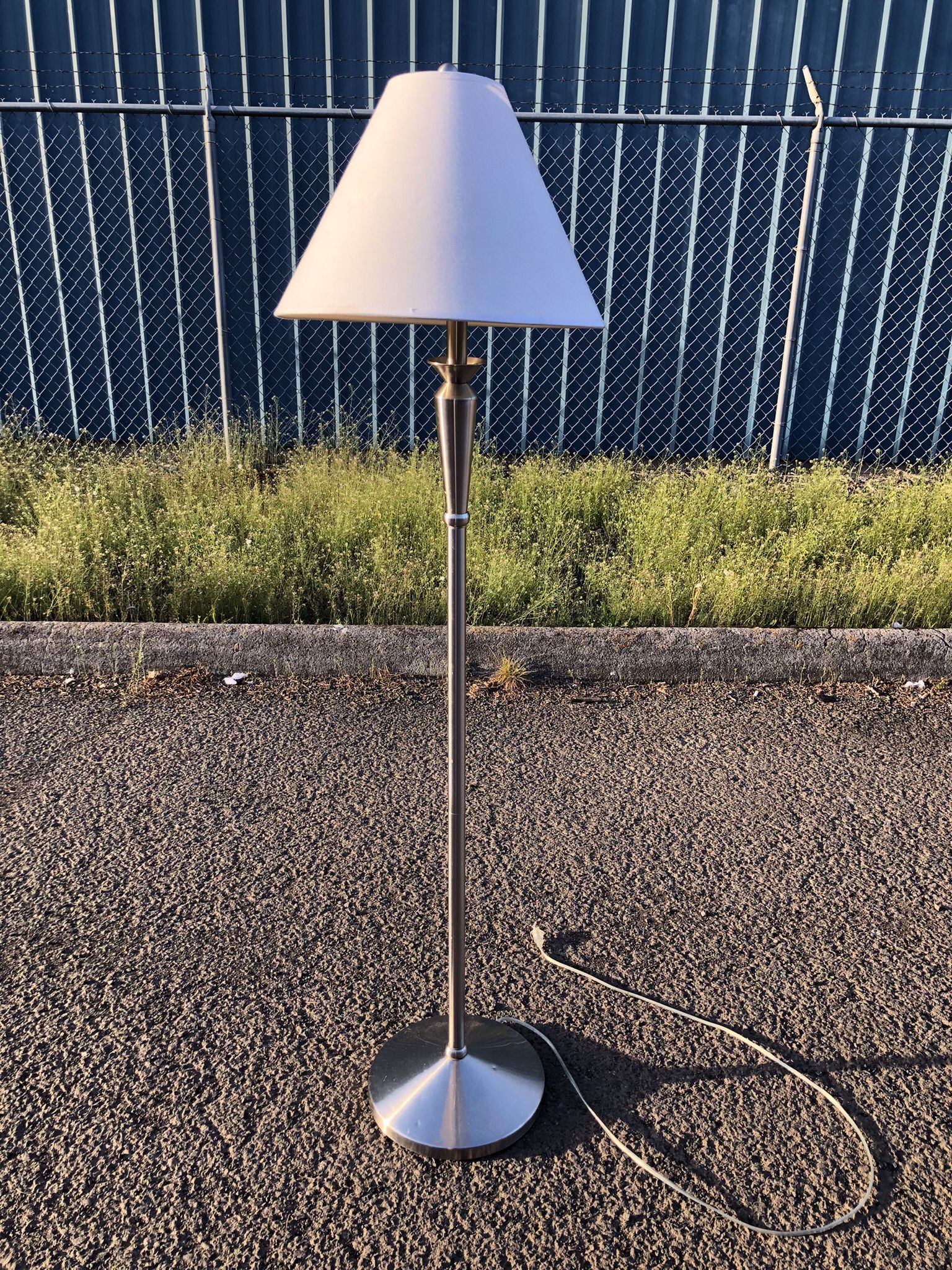 Brushed Stainless Steel Floor Lamp White Shade