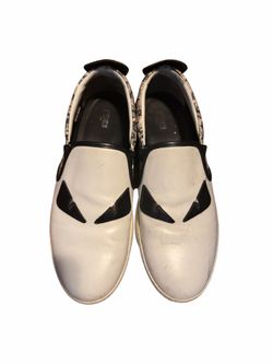 Size 11 1/2 fendi monster loafers white