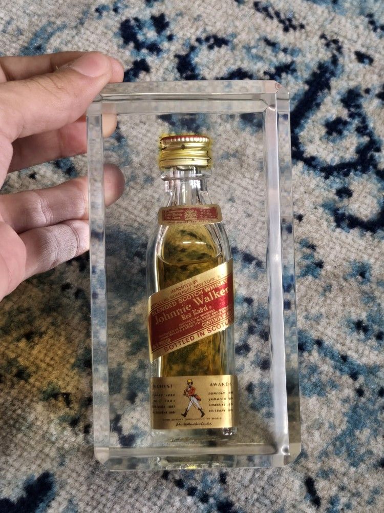 1980's Johnnie Walker Red Label Bottle In Acrylic
