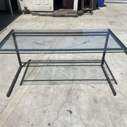 Metal Frame Glass Top Computer Desk