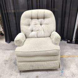 Sage Green Ribbed Fabric Armchair with Tufted Back