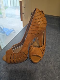 Cognac Peep-Toe Heels – Classic Dress Pumps