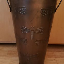 Dragonfly French Flower Bucket (Size: 12.5"H X  7.25" W)