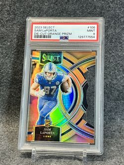 🦁 2023 Sam LaPorta ROOKIE Orange Die Cut /399 PSA 9!! 🦁