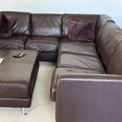 Leather Sectional Couch With Ottoman