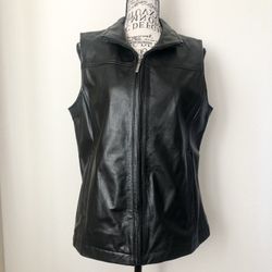 Colebrook & Co. Black Leather Zip Vest
