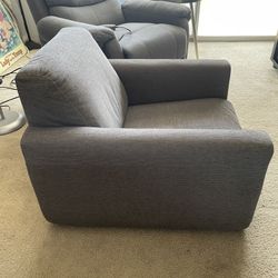 Designer Italsofa Modern Low-Profile Armchair – Grey Fabric – Excellent Condition
