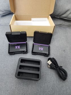 Camera X4 Battery Replacement 2500mAh 2 Packs and Triple X4 Charger Fast Charger Kit Compatible with Insta360 X4 Camera