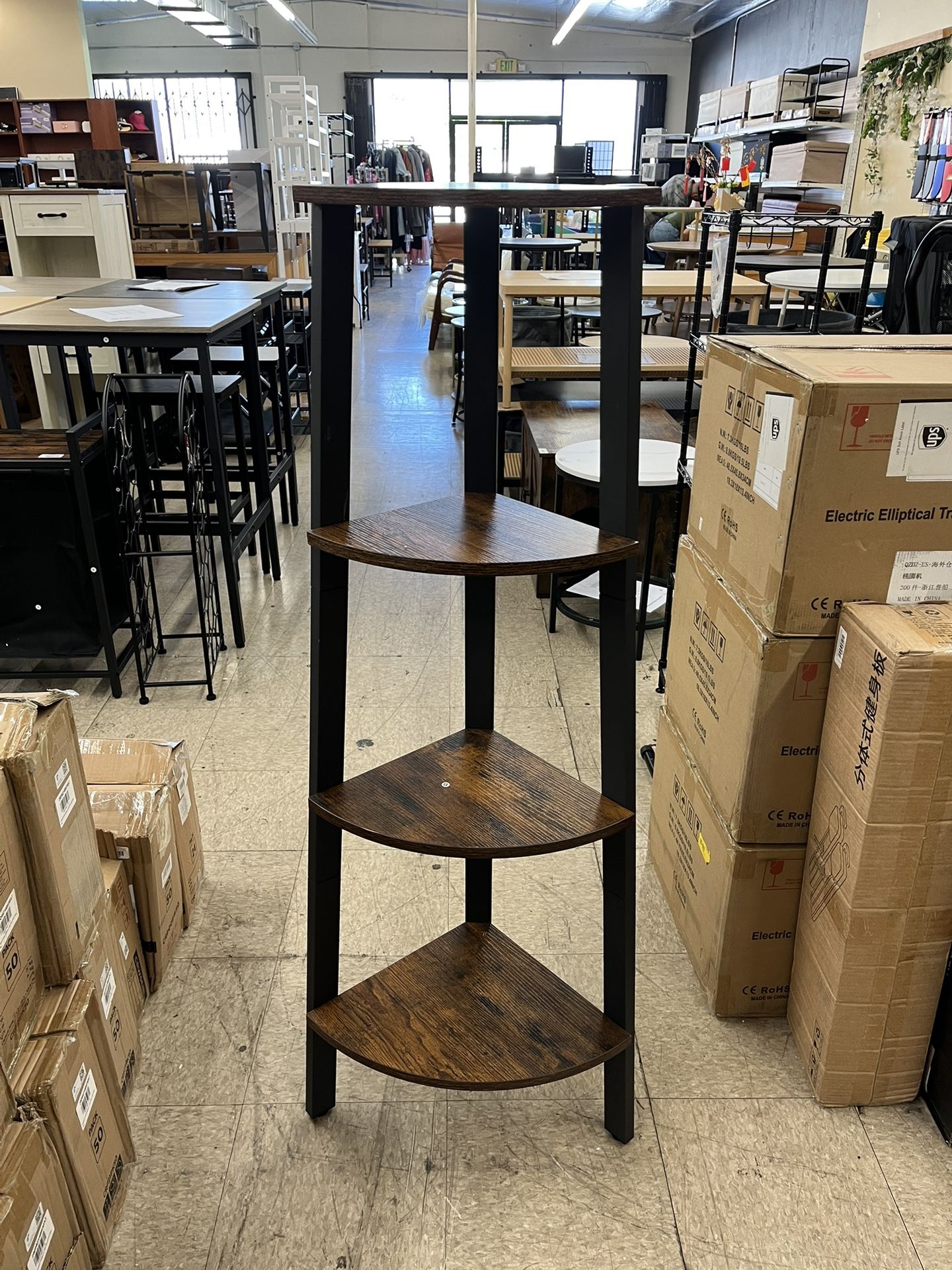 VASAGLE 4-Tier Corner Shelf Stand Bookshelf Industrial Ladder Shelf - Brown  