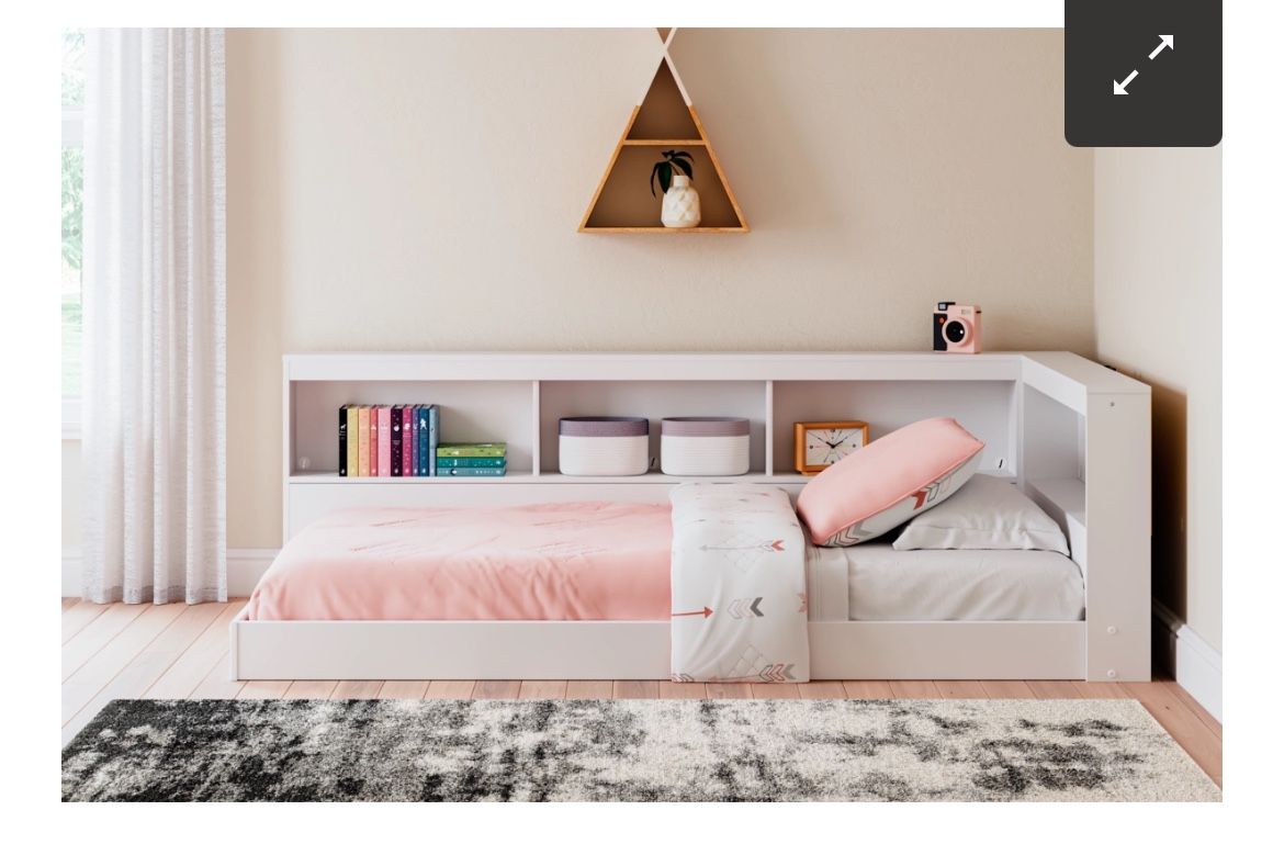 Twin Bed Bookcase Frame + Mattress