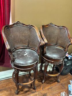 Vintage Swivel Cane Bar Stools – $30 Each