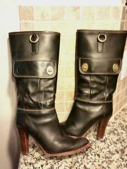 Black leather Coach boots Sz 7.5