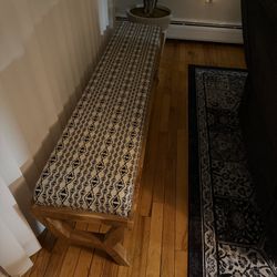 Beautiful Handcrafted Wood Bench With Upholstered Seat