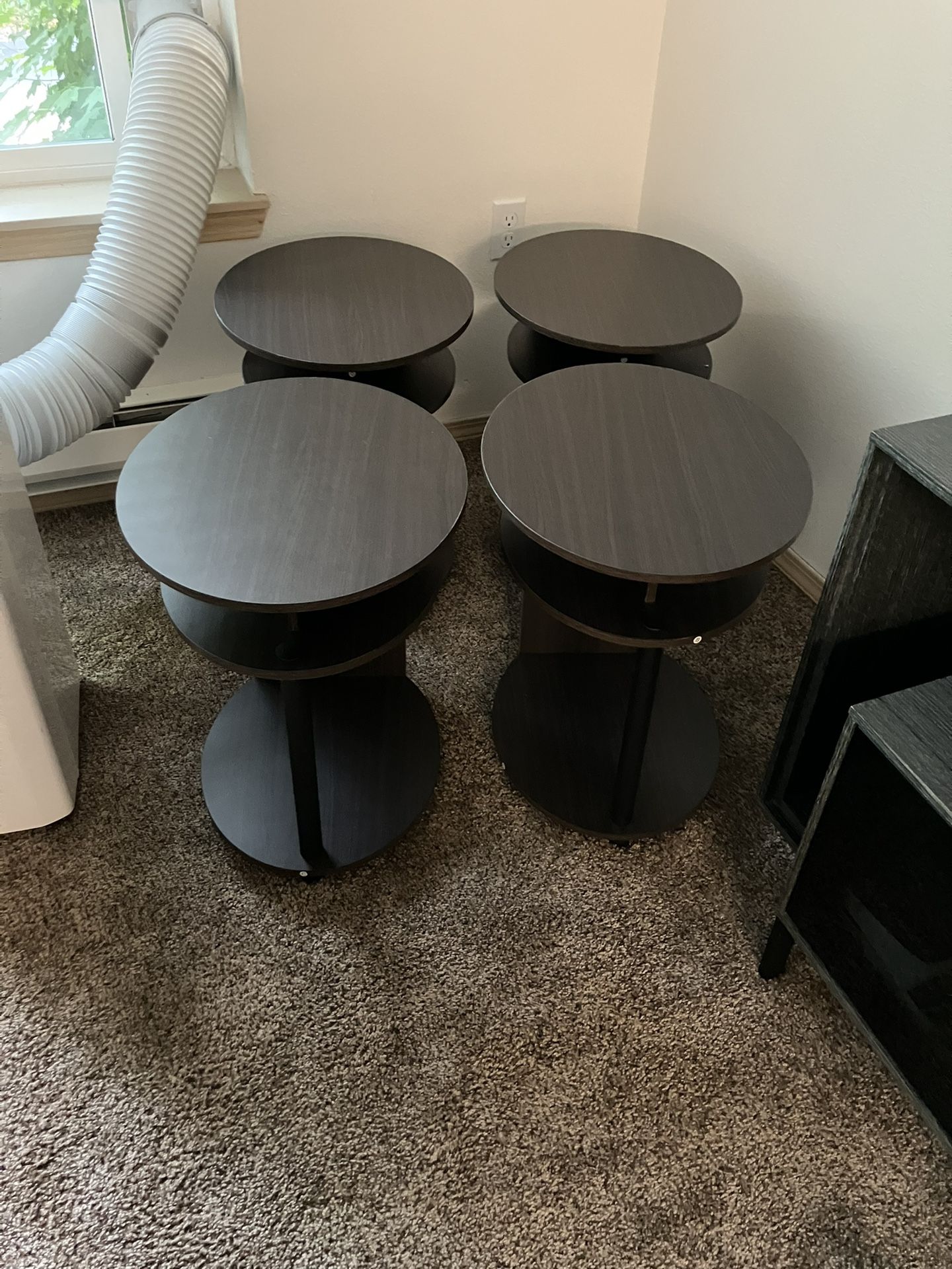 Set Of 4 Furinno Jaya Simple Design Oval End Tables(1) Has A Little Damage On Bottom(See & Click On Pictures). New. Never Been Used.