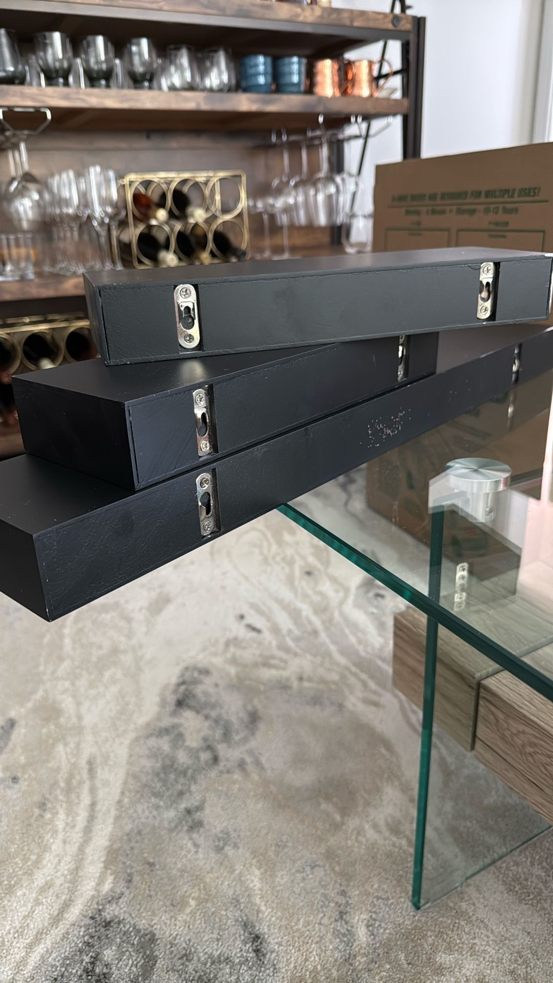 Set Of 3 - Black Floating Shelves 