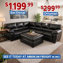🚨 OKC DEAL! HUGE Leather-Look Sectional ONLY $1,199 – Delivery Available! 🚚