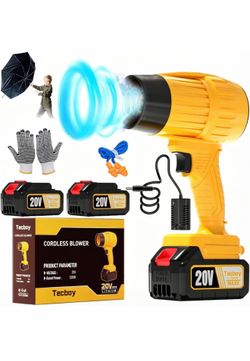 Soplador de hojas de mano inalámbrico con baterías y cargador de 990,000 rpm, pequeño soplador de chorro turbo portátil para Makita batería de 18 V el