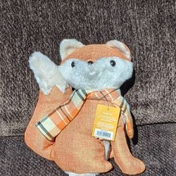 Fall fox with scarf plush toy