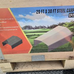 20ft×30ft Steel Carport With Sides All The Way To Floor