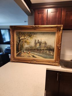 Omg Beautiful Framed Oil Painting In Beautiful Frame Must See Street In Europe
