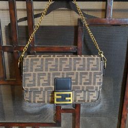 Fendi Small Clutch Purse With Gold Chain